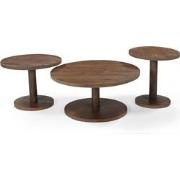 Salontafel Nao Donkerbruin Rond Set van 3 - Giga Meubel