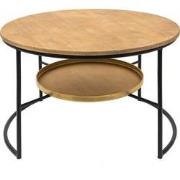 Clayre & Eef Salontafel  Ø 81x52 cm Bruin Zwart Hout Ijzer Bijzettafel