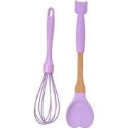 Clayre & Eef Keukengerei set van 2 Uil 28x6 / 26x6 cm Paars Siliconen