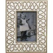Clayre & Eef Fotolijst  10x15 cm Wit Beige Glas Hout Fotokader