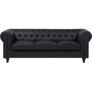 Beliani CHESTERFIELD - Driezitsbank-Zwart-Kunstleer