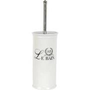Clayre & Eef WC Borstel met Houder  Ø 11x24 cm Wit Keramiek Rond Toile...