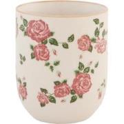 Clayre & Eef Mok  100 ml Roze Porselein Rond Bloemen Theemok