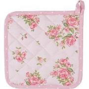 Clayre & Eef Pannenlap  20x20 cm Roze Katoen Vierkant Rozen