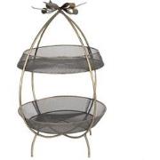 Clayre & Eef Etagère 2 laags  Ø 34x51 cm Goudkleurig Ijzer Rond Fruits...