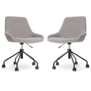 Nout-Isa bureaustoel bouclé taupe - zwart onderstel - set van 2