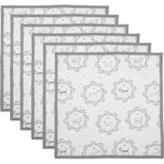 Clayre & Eef Servetten Katoen Set van 6 40x40 cm Wit Grijs Vierkant Ho...