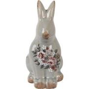 Clayre & Eef Decoratie Beeld Konijn 21 cm Grijs Keramiek