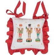 Clayre & Eef Kussenhoes Stoelkussen  40x40 cm Wit Rood Katoen Vierkant...