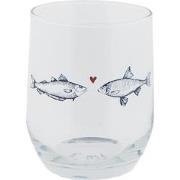 Clayre & Eef Waterglas  Ø 7x9 cm / 300 ml Transparant Glas Vissen Drin...