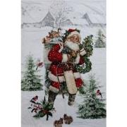 Clayre & Eef Plaid  130x170 cm Rood Wit Polyester Rechthoek Kerstman D...