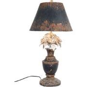 Clayre & Eef Tafellamp  Ø 36x73 cm  Grijs Ijzer Rond Bloemen Bureaulam...