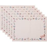 Clayre & Eef Placemats Set van 6  50x35 cm Beige Blauw Katoen Rechthoe...