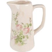Clayre & Eef Decoratie Kan  15x10x19 cm Roze Beige Keramiek Bloemen Wa...