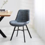 Eetkamerstoel Blauw Chenille Stof Jada - Zonder Armleuningen