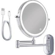 Make-Up Spiegel - Oplaadbaar - Chroom - 1-5x Vergroting