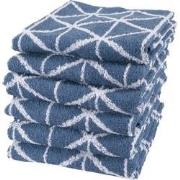 Twentse Damast Keukendoekenset - 6 stuks - Triangle Blauw