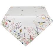 Clayre & Eef Tafelkleed  130x180 cm Wit Groen Katoen Rechthoek Bloemen...