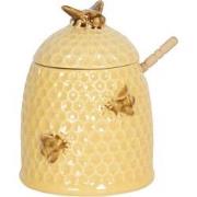 Clayre & Eef Honingpot met Lepel  Ø 11x14 cm Geel Keramiek Rond Bijen ...