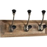 Clayre & Eef Wandkapstok  30x8x10 cm Zwart Hout Ijzer Rechthoek