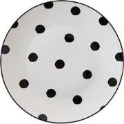 Clayre & Eef Ontbijtbord  Ø 20 cm Wit Zwart Porselein Rond Stippen Bor...