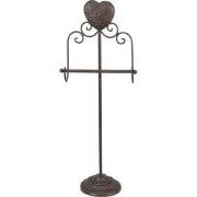 Clayre & Eef WC Rol houder  21x14x62 cm Bruin Ijzer Hart Toiletrolhoud...