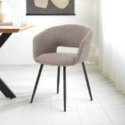 Scandinavische Eetkamerstoel Taupe Stof Kuipvorm Don - Met Armleuninge...