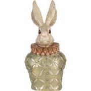 Clayre & Eef Decoratie Beeld Konijn 19x14x40 cm Beige Groen Kunststof
