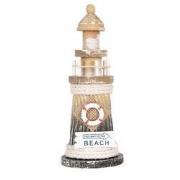 Clayre & Eef Decoratie Beeld Vuurtoren Ø 8x19 cm Bruin Houtproduct