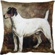 Clayre & Eef Kussenhoes  45x45 cm Bruin Wit Polyester Hond Sierkussenh...