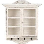 Clayre & Eef Wandkast  56x23x69 cm Wit Houtproduct Opbergkast
