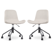 Nout-Fé bureaustoel beige - zwart onderstel - set van 2