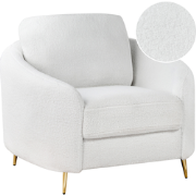 Beliani TROSA - Fauteuil-Wit-Bouclé