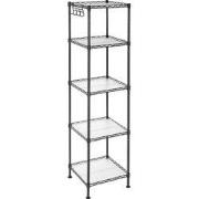 Metalen zwart rek met modulair opbergrooster - L30 x H121 cm