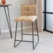Industriële Barkruk Beige Jelle Microvezel Stof - Zithoogte 65 cm - Zo...