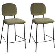 Beliani DUETTE - Barkruk-Groen-Fluweel