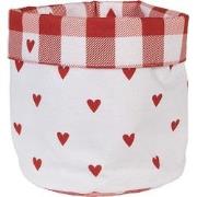 Clayre & Eef Broodmand Ø 15x16 cm Wit Rood Katoen Rond Hartjes