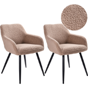 Beliani CASMALIA - Eetkamerstoel-Beige-Bouclé