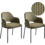 Beliani RATON - Eetkamerstoel-Groen-Corduroy