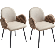 Beliani AMITY - Eetkamerstoel-Beige-Polyester