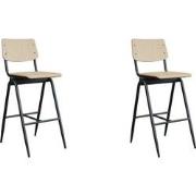 LABEL51 Barkruk Solid - Naturel - Hout - Zithoogte 75 - set van 2