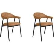 LABEL51 Eetkamerstoel Amaze - Cognac - Micro Suede - set van 2