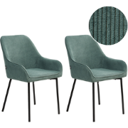 Beliani LOVERNA - Eetkamerstoel-Groen-Corduroy