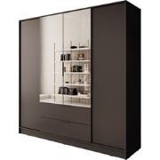 Meubella Kledingkast Kaelum - Zwart - 206 cm - Met spiegel