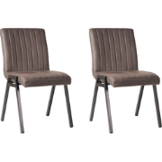 LABEL51 Eetkamerstoel Matz - Antraciet - Microfiber - set van 2