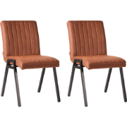 LABEL51 Eetkamerstoel Matz - Cognac - Microfiber - set van 2