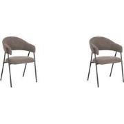 LABEL51 Eetkamerstoel Lowen - 58x60x84 cm - Bruin - Boucle - set van 2
