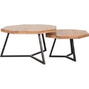 LABEL51 Salontafel Figure 70x70x40 cm - Rough - Mangohout - Set van 2