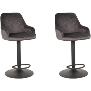 LABEL51 Barkruk Fender - Antraciet - Velours - 42 x 40cm - set van 2