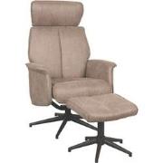LABEL51 Fauteuil Verdal - Taupe - Micro Suede - Incl. Hocker - 79x77x1...